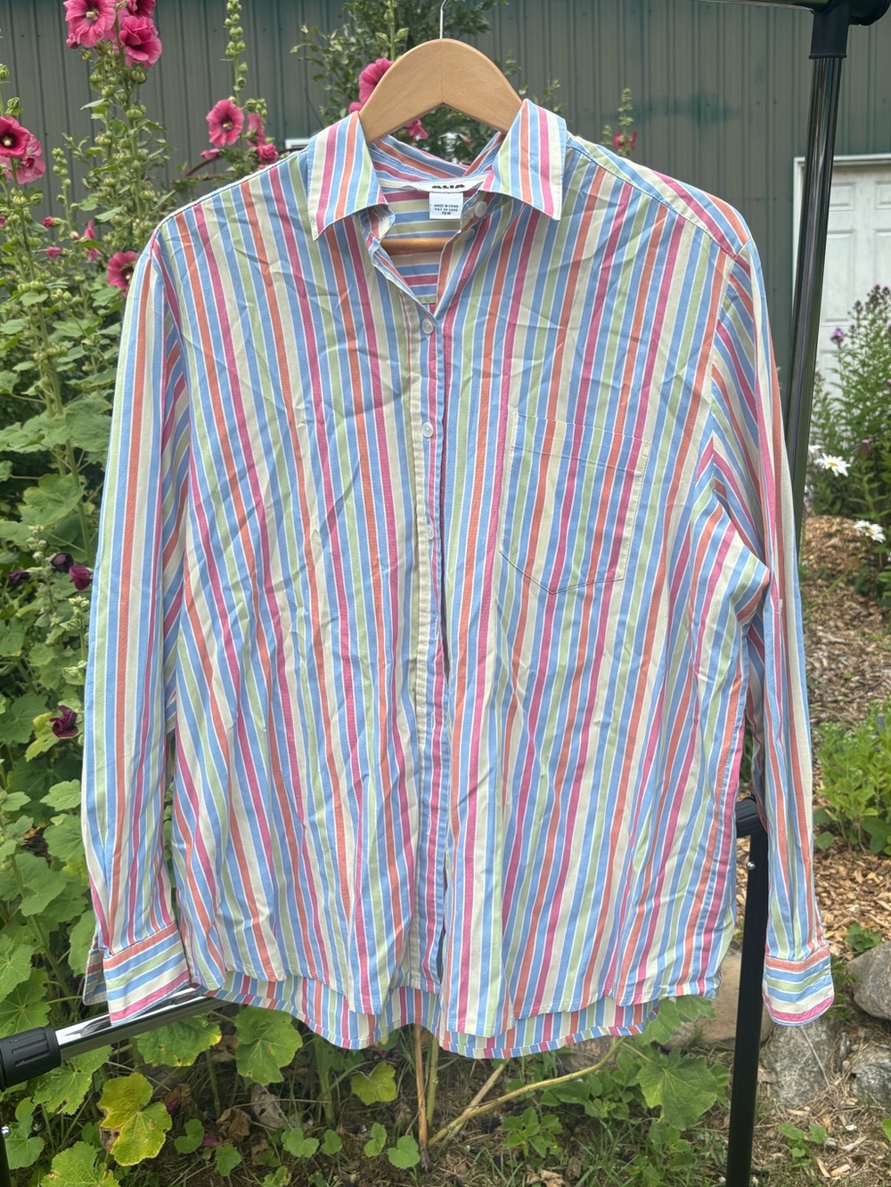 Alia Multicolor Pastel Stripe Button-Down Shirt
